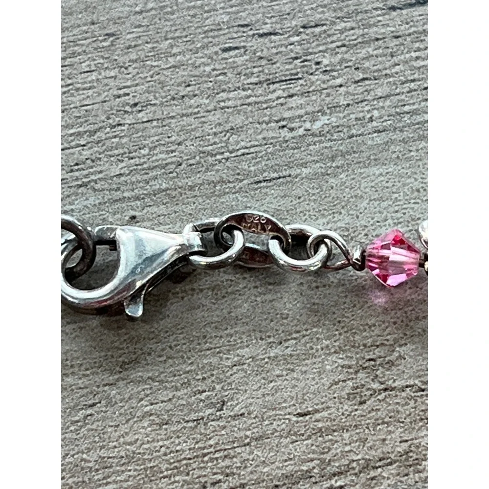 Kids Sterling Silver 925 Italy Rainbow Crystal Necklace and Bracelet Set Multi‎